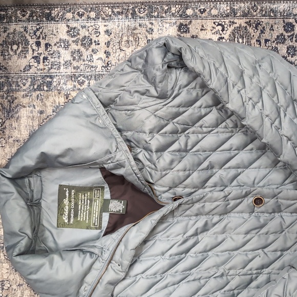Eddie Bauer Quilted Premium Goose Down Jacket w/ Full Zipper & Buttons - Picture 3 of 8